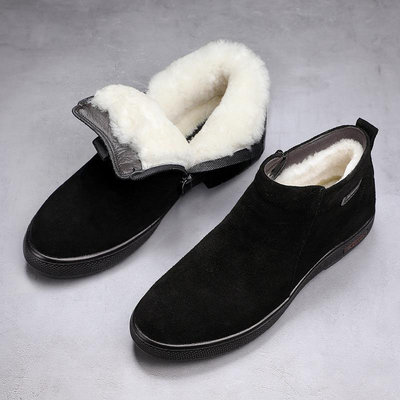 涼拖 AX8538冬季加厚保暖羊毛反絨皮棉鞋真皮東北雪地靴
