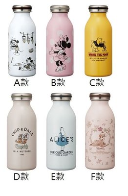 鼎飛臻坊 迪士尼 米奇/米妮/小熊維尼/奇奇蒂蒂/愛麗絲/小鹿斑比 牛奶造型 保溫瓶 350ml 全六款 日本正版