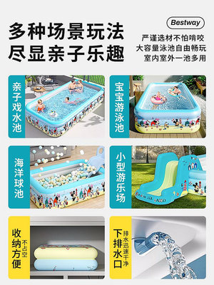 現貨 充氣泳池室內游泳池家用大型可折疊泳池戶外戲水池 游泳圈