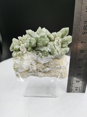 天然礦物喜馬拉雅翠幽靈晶簇帶底巖綠色包裹物明顯238