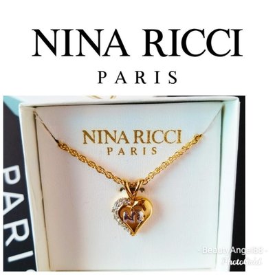 (售?)真品全新 法國 Nina Ricci 蓮娜・麗姿 金色頸鍊 心型鑲鑽項鍊 女性流行飾品搭配搭手鏈 女友禮物