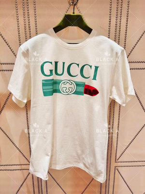 【BLACK A】Gucci 23新款口紅印花短袖T恤 白色 價格私訊