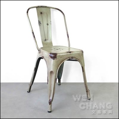 LOFT 工業復古 Tolix高背餐椅 經典款 可堆疊 做舊白 CH001-W ＊文昌家具＊