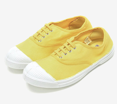 代購 法國23春夏新款bensimon 純手工製有機棉基本款檸檬黃綁帶款帆布鞋