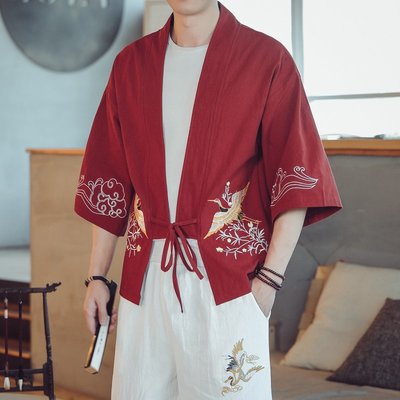 唐裝男外套中國風復古刺繡披風漢服男古風男士仙氣男款紅色道袍潮