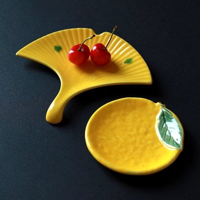 現貨熱銷-日本進口瀨戶燒日式創意日料蘸料碟子壽司醬油醋小盤子柚子樹葉形