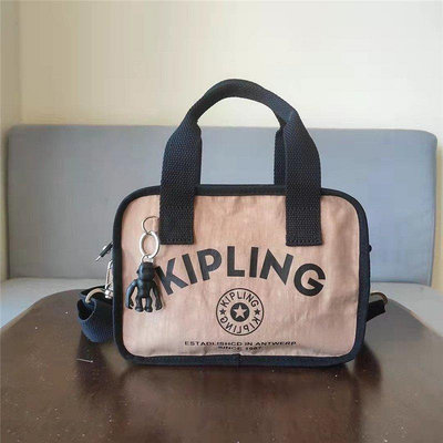 kipling 新品復古小清新  斜挎單肩手提尼龍布女包  簡約輕便大容量小方包-寶藏包包