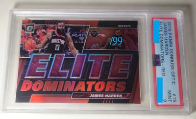 2019 Optic Elite James Harden Elite Dominators Red /99 PSA 9