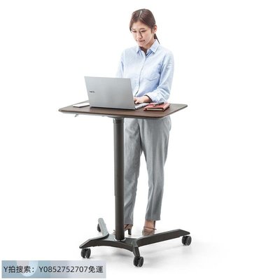 電腦支架日本SANWA氣壓升降電腦桌 可站可坐演講培訓 移動站立式筆記本桌筆記本支架14寸15.6寸辦公家用移