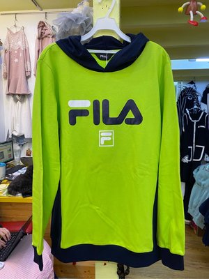 FILA-秋冬款 棉質長袖帽T165A=(165cm-175cm)綠色