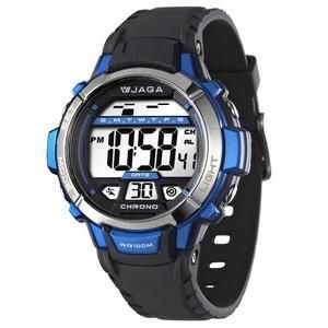 JAGA捷卡 防水多功能電子錶 運動錶 學生錶 女錶 M1048A-AE 黑藍【時間玩家】