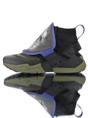 Nike Air Huarache Gripp QS 拉鏈 休閒運動 慢跑鞋“軍綠黑藍紫”At0298-001 男鞋