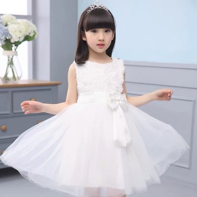 【白紗洋裝】六月畢業白色禮服 白紗洋裝 大童 花童服 可愛白色公主紗裙洋裝150/160cm優惠590《寶貝妞》