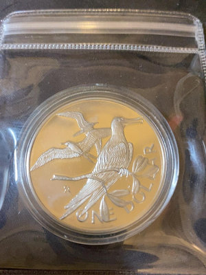 【二手】 英屬維京群島1973年發行軍艦鳥紀念銀幣，由美國富蘭克林造幣924 錢幣 紙幣 硬幣【經典錢幣】