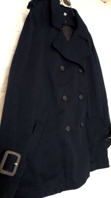 經典深藍綠色双層內鋪棉(可拆)風衣外套M號(3-5)