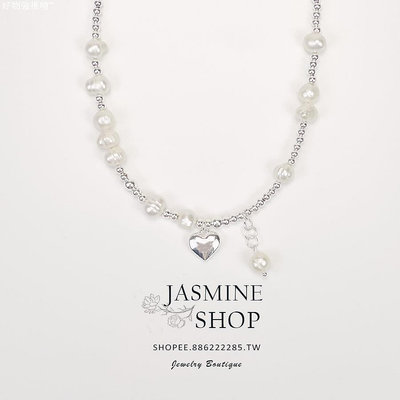 【Jasmine Shop】韓國復古淡水珍珠愛心項鍊 女個性 百搭 氣質 小眾設計 時尚 頸鍊 鎖骨鏈 女飾 飾品【滿299出貨~】