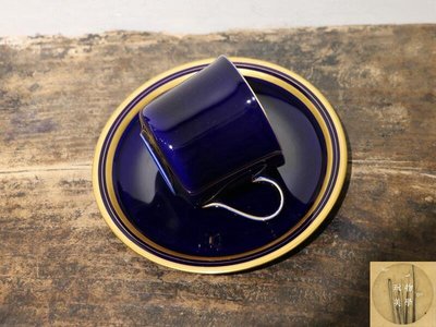 眾誠優品 孤品日本香蘭社昭和時代早期霽藍釉18K手繪描金咖啡杯 老版標收藏ZC3245