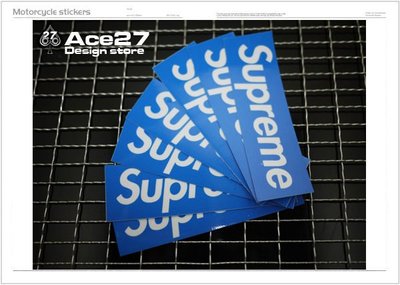 [ACE27 艾斯設計專賣店]supreme 藍底  防水彩貼 單速車 GRIME 貼紙 單速車 貼紙 FIXED GEAR bmx