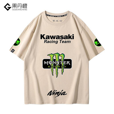 kawasaki川崎車隊T恤NINJA摩托車重機車騎行愛好者夏季短袖衣服男