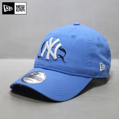 現貨優選#NewEra帽子BTS聯名款NY洋基隊軟頂大標鴨舌帽潮MLB棒球帽藍色潮牌簡約