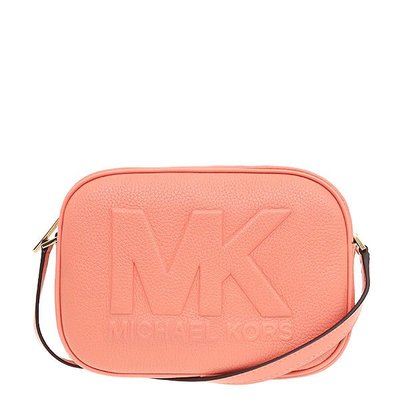 【美麗小舖】MICHAEL KORS MK 粉色 荔枝紋真皮 側背包 相機包 斜背包 方包 盒子包~M85036