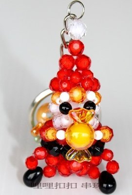 【串珠 】珠中珠 吊飾 鑰匙圈 手工串珠 糖果聖誕老人 聖誕老公公 (小)  串珠成品 聖誕禮物
