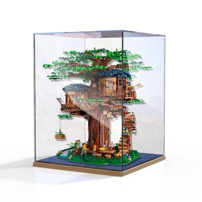 收納盒 保護盒 整理盒 樂高樹屋21318展示盒LEGO積木模型收納盒透明手辦亞克力防塵罩     新品 促銷簡約