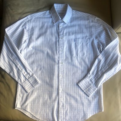 [品味人生2]保證正品 YSL Yves Saint Laurent 條紋 長袖襯衫size M 適合XL
