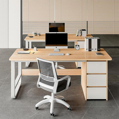 職員辦公桌簡約現代雙人位簡易員工位辦公室桌子工作臺式電腦桌