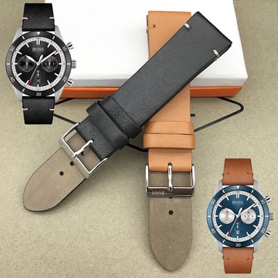 替換錶帶 現貨Hugo Boss錶帶頭層牛皮22MM針扣通用男士手錶配件送安裝工具