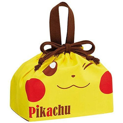 【唯愛日本】4973307534577 寶可夢 神奇寶貝 皮卡丘 大臉 日本製 束口 便當提袋 束口袋 便當袋 餐袋