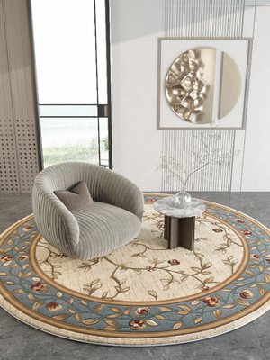 土耳其波斯風手工剪花圓形地毯歐式古典客廳臥室茶幾墊書房小美風~特價