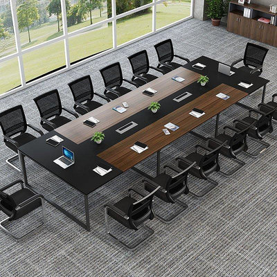【熱賣下殺價】多媒體辦公室大型電腦板式會議桌長桌員工開會長條桌椅組合十人10