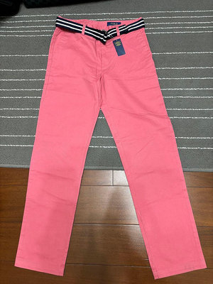 全新 Polo Ralph Lauren 卡奇 粉色 長褲 適合13 - 14 歲...附皮帶...免運費