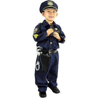 兒童警察角色扮演小孩游戲表演萬圣節變裝舞會派對服裝