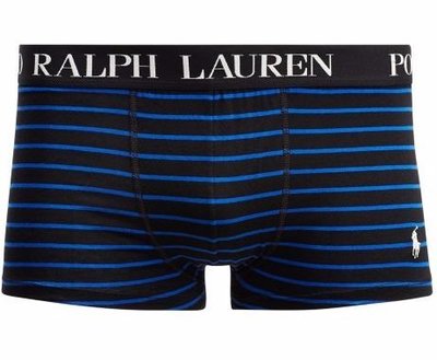 全新美國名牌Polo Ralph Lauren黑底寶藍色條紋四角褲內褲，S號 ，附原廠衣架，低價起標無底價，本商品免運費