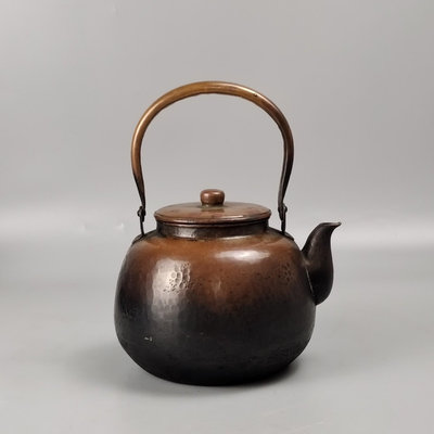 。清穗堂造錘紋打出日本銅壺日本老銅壺。水注湯沸。使