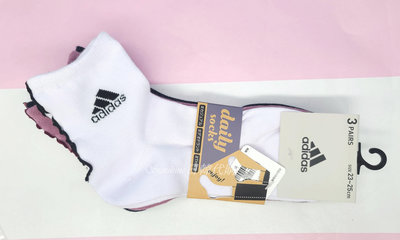 現貨 日本 adidas 愛迪達 木耳造型襪 機能襪 長襪 襪子 捲邊 中筒襪 除臭襪 女襪 三入組 23~25cm