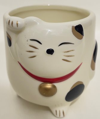 龍廬-自藏出清~陶瓷製品-立體貓咪造型馬克杯(三花貓色)/陶瓷杯/只有1個/可當花器擺設裝飾