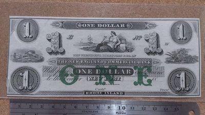 03-46-7--  18世紀美國New Engand　紙鈔--1元--未使用