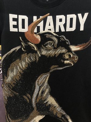 亞軒潮店 潮款現出Ed Hardy 2021潮牌新款牛氣沖天印花燙鉆純棉短袖男女情侶款T恤