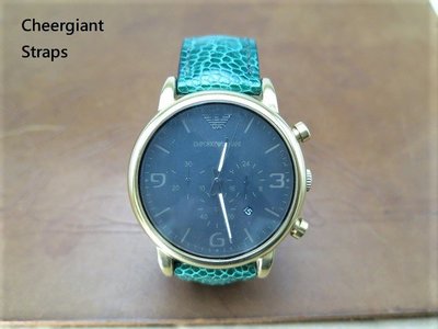 亞曼尼鴕鳥皮錶帶訂製巧將手工錶帶 EMPORIO ARMANI ostrich strap watch band MIT