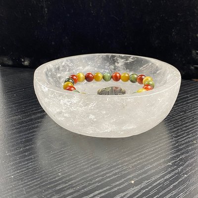 特價天然白水晶碗擺件 消磁碗聚寶盆收藏把玩水晶碗居家飾品