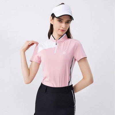 高爾夫服 高爾夫服裝女夏T恤運動速干透氣Polo衫修身彈力短袖撞色golf衣服