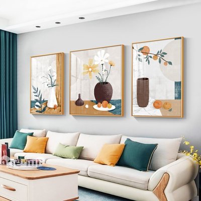 特賣-客廳裝飾畫沙發背景墻三聯畫北歐植物花卉壁畫藝術畫臥室床頭掛畫