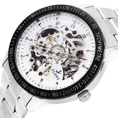手錶速賣通亞馬遜爆款 全自動-鏤空-防水-鋼帶-機械表 男士