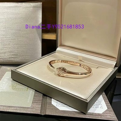 Diana二手BVLGARI 寶格麗 SERPENTI系列蛇頭手鐲 鑽石18K玫瑰金手環 BR857813 現貨