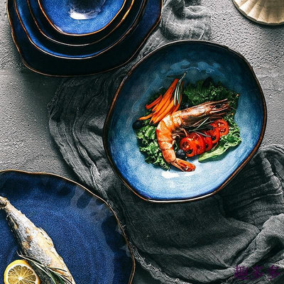 新款推薦 創意家用陶瓷 跨境 碗盤組合餐具窯變餐具米飯碗面碗大湯碗牛排盤 可開發票