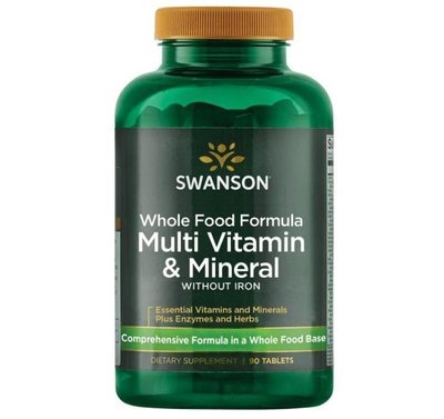 【活力小站】Swanson Multi Vitamin 全食物綜合維他命 含螺旋藻、葉黃素，不含鐵 90顆