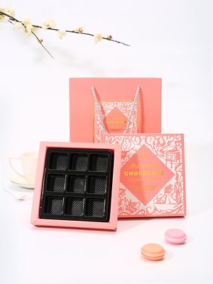 2021年甜蜜粉9粒裝巧克力空盒,餅乾盒 糖果盒西點盒1個35元.生巧克力包裝盒禮品盒,點心盒.情人節聖誕節送巧克力用